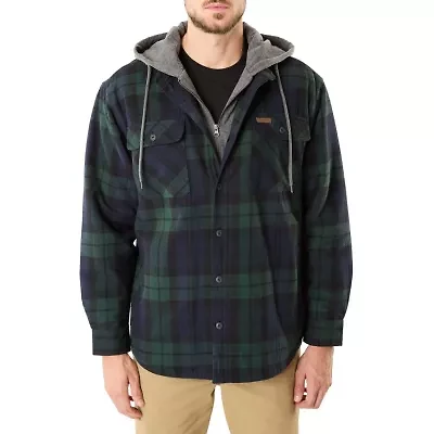 Big & Tall Sherpa-Lined Hooded Flannel Shirt Jacket