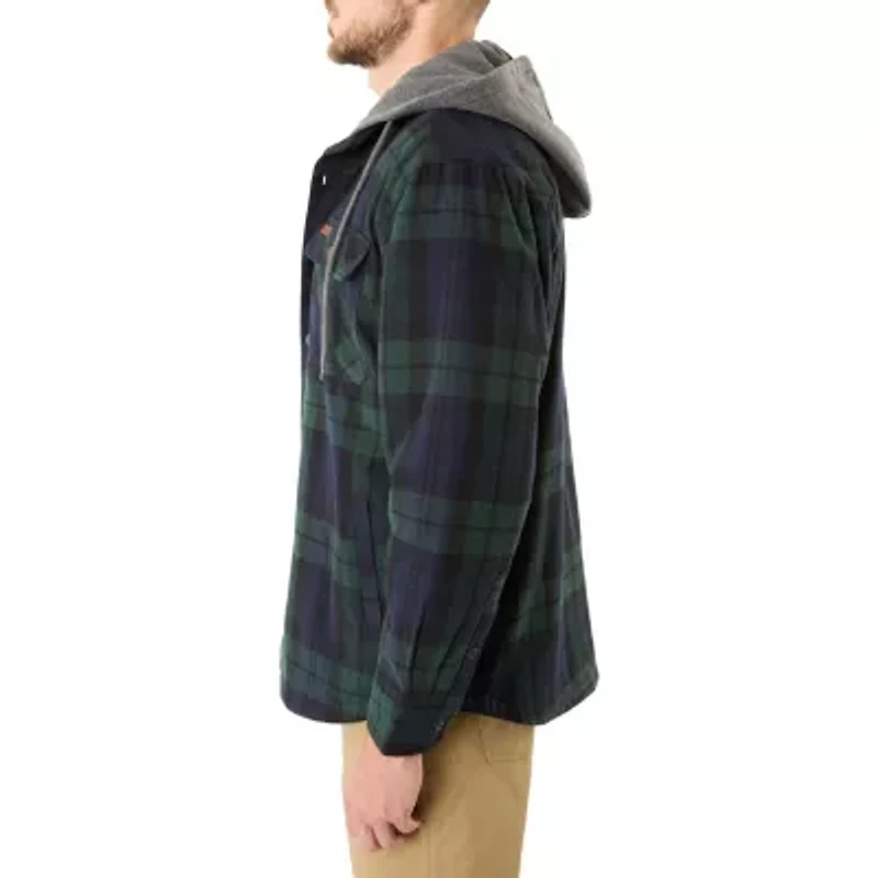 Big & Tall Sherpa-Lined Hooded Flannel Shirt Jacket