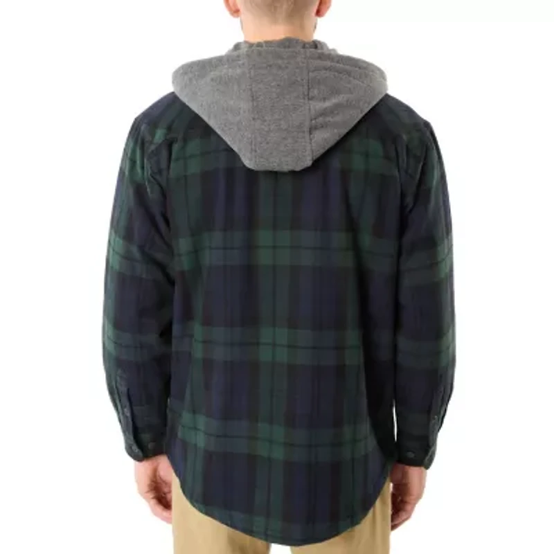 Big & Tall Sherpa-Lined Hooded Flannel Shirt Jacket