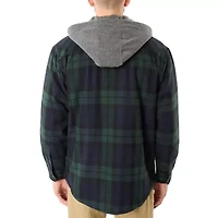 Big & Tall Sherpa-Lined Hooded Flannel Shirt Jacket
