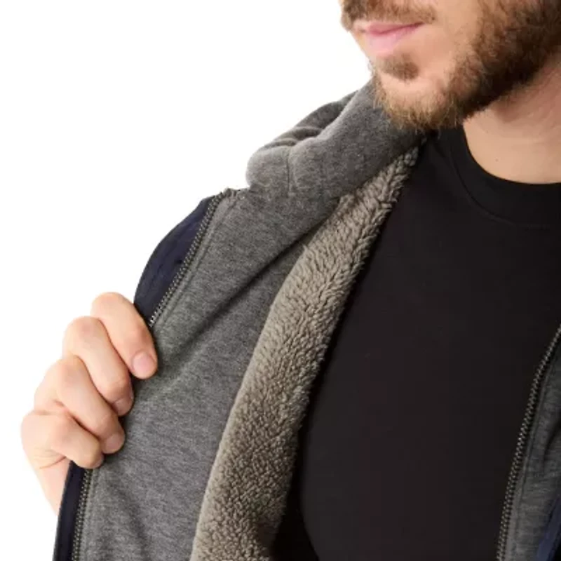 Big & Tall Sherpa-Lined Hooded Flannel Shirt Jacket