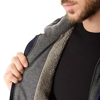 Big & Tall Sherpa-Lined Hooded Flannel Shirt Jacket
