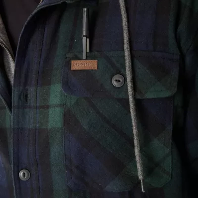 Big & Tall Sherpa-Lined Hooded Flannel Shirt Jacket
