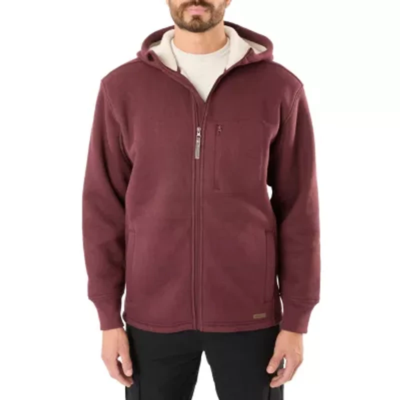 Big & Tall Sherpa-Lined Heathered Thermal Hooded Full-Zip Shirt Jacket