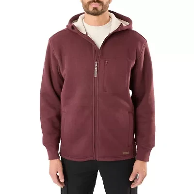 Big & Tall Sherpa-Lined Heathered Thermal Hooded Full-Zip Shirt Jacket