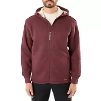 Big & Tall Sherpa-Lined Heathered Thermal Hooded Full-Zip Shirt Jacket