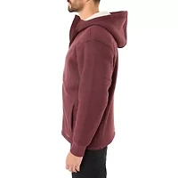 Big & Tall Sherpa-Lined Heathered Thermal Hooded Full-Zip Shirt Jacket