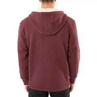 Big & Tall Sherpa-Lined Heathered Thermal Hooded Full-Zip Shirt Jacket