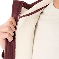 Big & Tall Sherpa-Lined Heathered Thermal Hooded Full-Zip Shirt Jacket