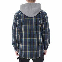 Sherpa-Lined Hooded Flannel Shirt-Jacket with Inset