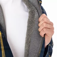 Sherpa-Lined Hooded Flannel Shirt-Jacket with Inset