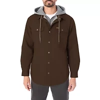 Big & Tall Men's Sherpa-Lined Hooded Stretch-Canvas Snap Shirt-Jacket