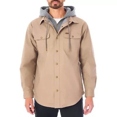 Big & Tall Men's Sherpa-Lined Hooded Stretch-Canvas Snap Shirt-Jacket