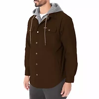 Big & Tall Men's Sherpa-Lined Hooded Stretch-Canvas Snap Shirt-Jacket