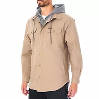 Big & Tall Men's Sherpa-Lined Hooded Stretch-Canvas Snap Shirt-Jacket
