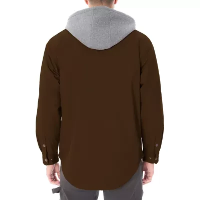 Big & Tall Men's Sherpa-Lined Hooded Stretch-Canvas Snap Shirt-Jacket