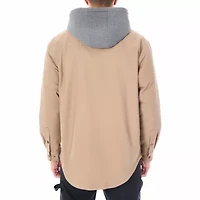 Big & Tall Men's Sherpa-Lined Hooded Stretch-Canvas Snap Shirt-Jacket