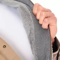 Big & Tall Men's Sherpa-Lined Hooded Stretch-Canvas Snap Shirt-Jacket