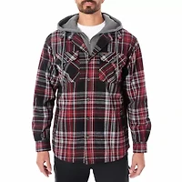 Big & Tall Men's Sherpa-Lined Hooded Flannel Shirt-Jacket with Inset
