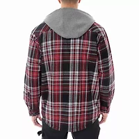 Big & Tall Men's Sherpa-Lined Hooded Flannel Shirt-Jacket with Inset