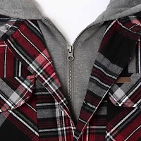 Big & Tall Men's Sherpa-Lined Hooded Flannel Shirt-Jacket with Inset