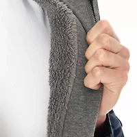 Big & Tall Men's Sherpa-Lined Hooded Flannel Shirt-Jacket with Inset