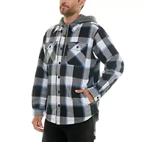 Sherpa-Lined Hooded Flannel Shirt-Jacket with Inset