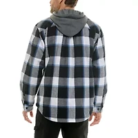Sherpa-Lined Hooded Flannel Shirt-Jacket with Inset