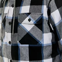 Sherpa-Lined Hooded Flannel Shirt-Jacket with Inset
