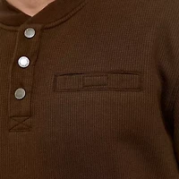Sherpa-Lined Bonded Thermal Henley Pullover