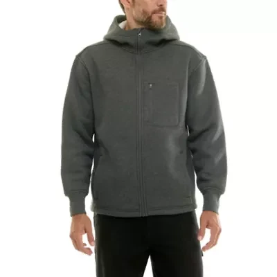 Sherpa-Lined Heather Thermal Hooded Full-Zip Shirt Jacket