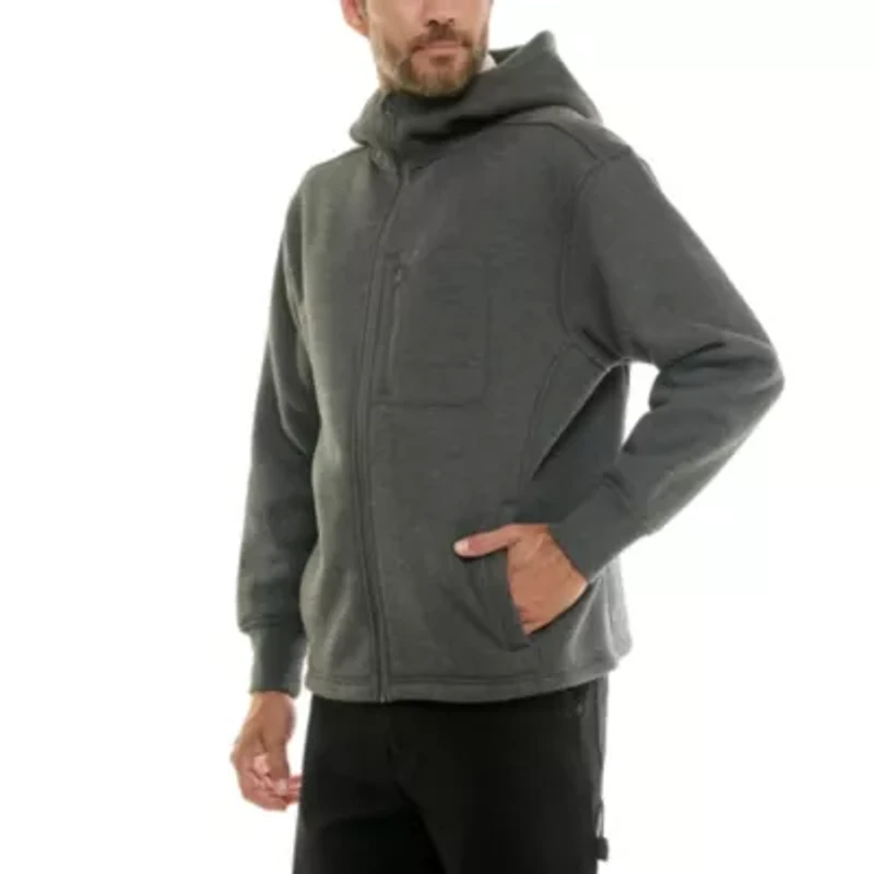 Sherpa-Lined Heather Thermal Hooded Full-Zip Shirt Jacket
