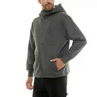 Sherpa-Lined Heather Thermal Hooded Full-Zip Shirt Jacket