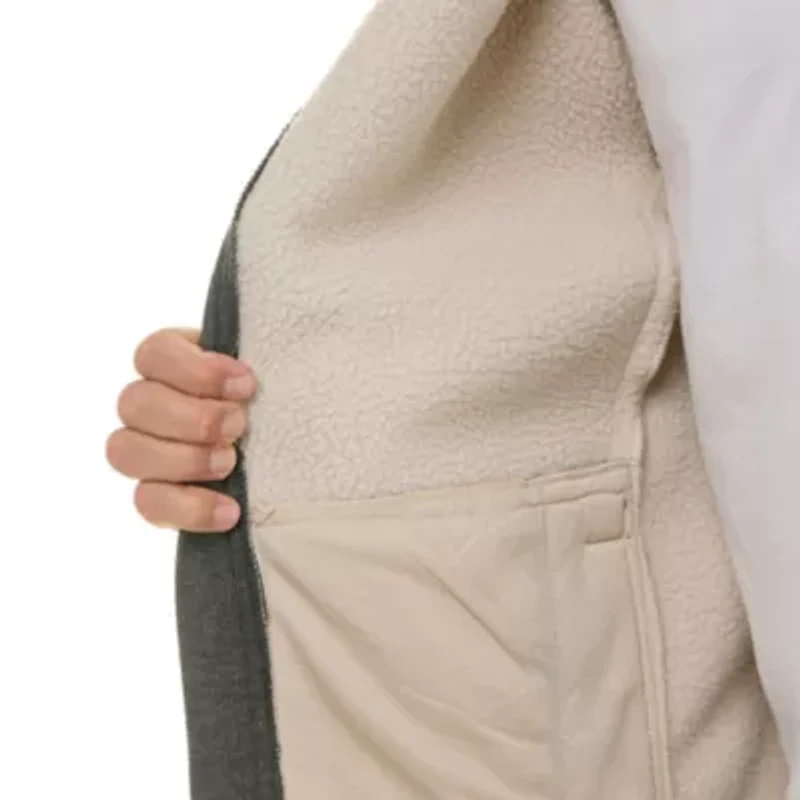 Sherpa-Lined Heather Thermal Hooded Full-Zip Shirt Jacket