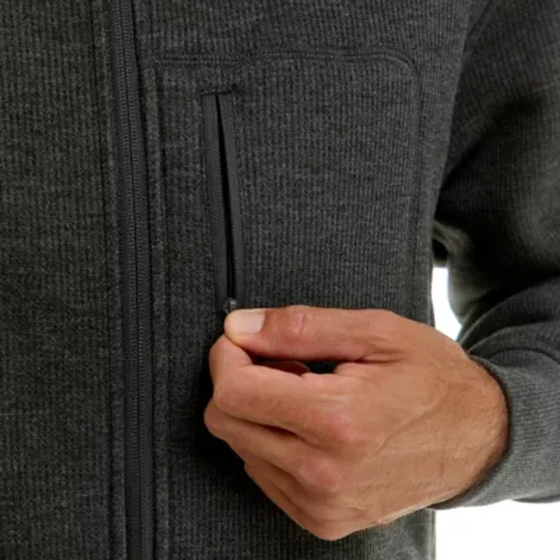 Sherpa-Lined Heather Thermal Hooded Full-Zip Shirt Jacket