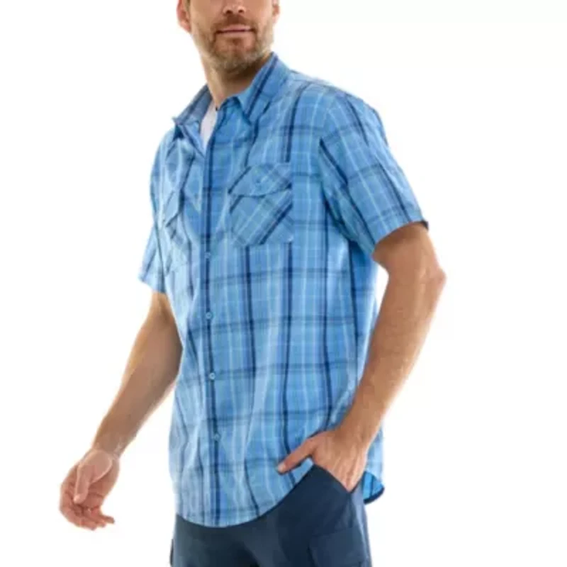 Short Sleeve Full Button Front Shirt with 2 Chest Pockets