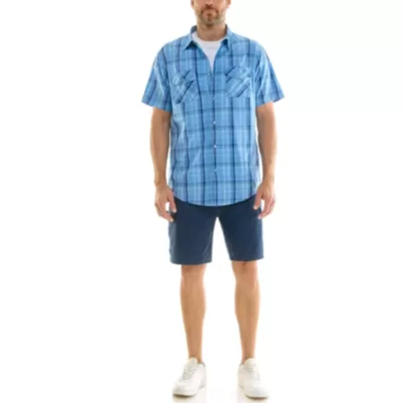 Short Sleeve Full Button Front Shirt with 2 Chest Pockets