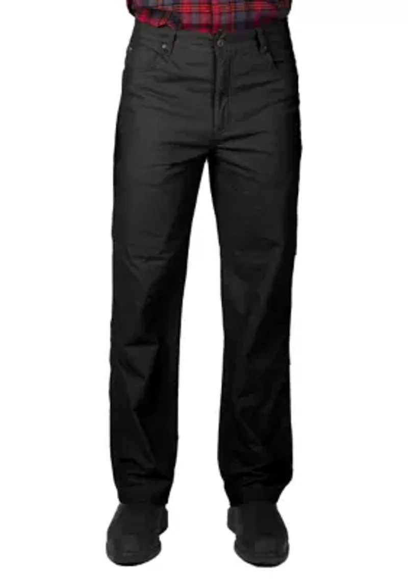 Stretch Fleece-Lined Canvas 5-Pocket Pant