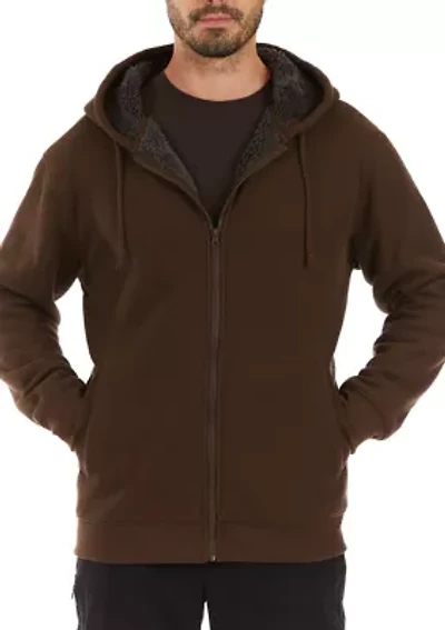 Sherpa-Bonded Thermal Knit Hooded Jacket