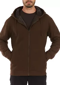 Sherpa-Bonded Thermal Knit Hooded Jacket