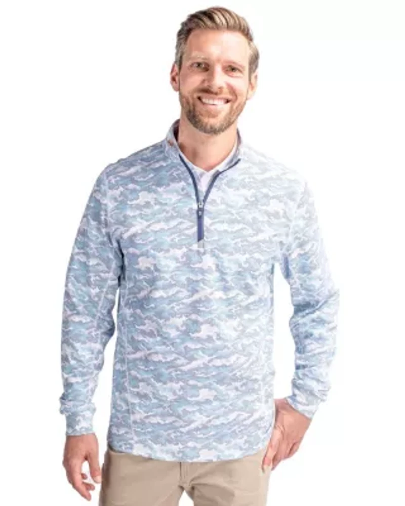 Big & Tall Traverse Camo Print Stretch Quarter Zip Mens and Pullover