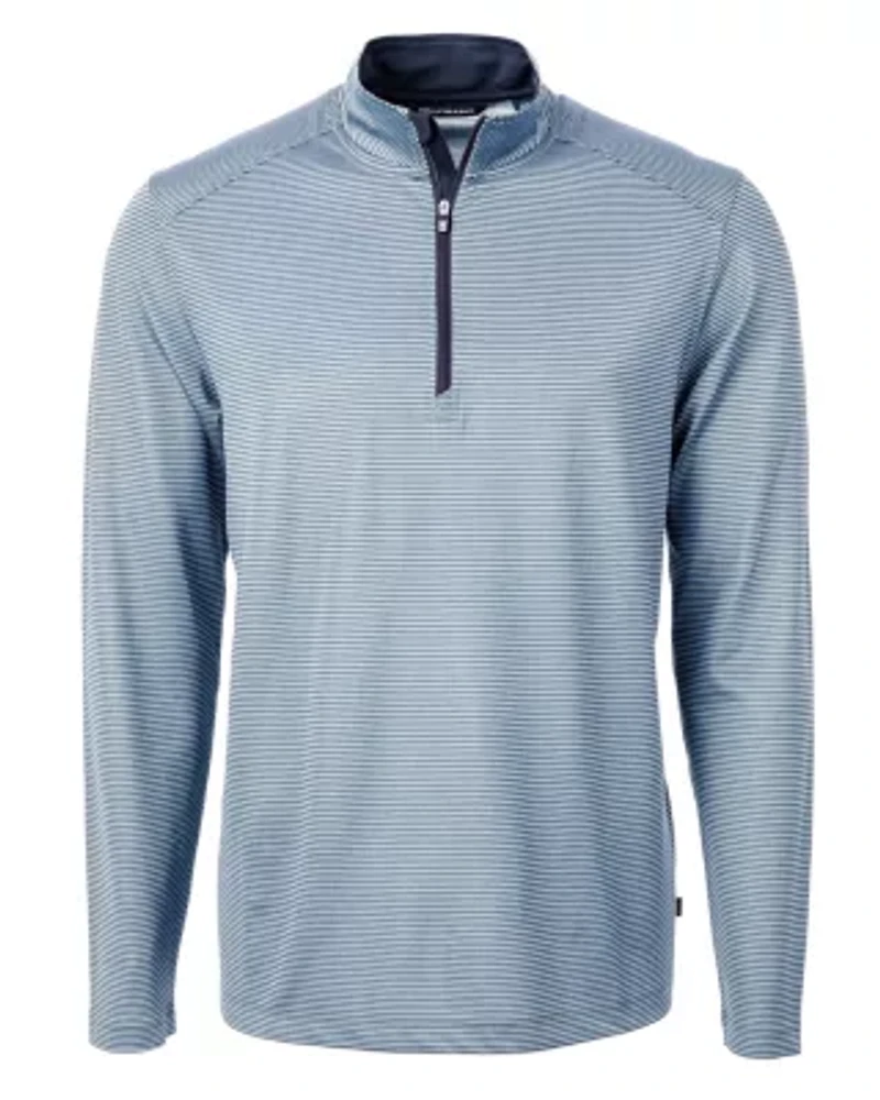 Virtue Eco Pique Micro Stripe Recycled Mens Big & Tall Quarter Zip