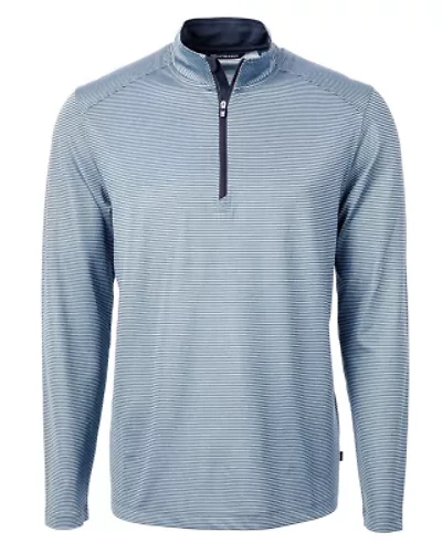 Virtue Eco Pique Micro Stripe Recycled Mens Big & Tall Quarter Zip