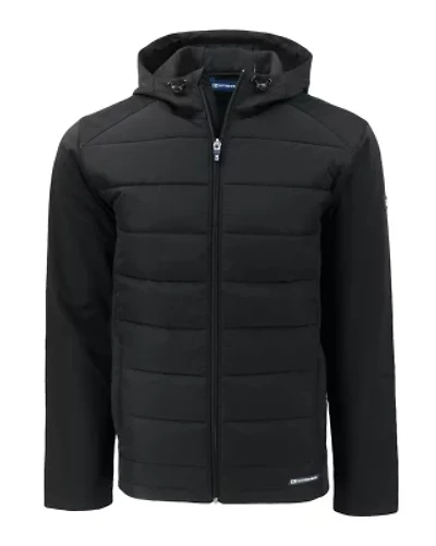 Cutter & Buck Evoke Hybrid Eco Softshell Recycled Full Zip Mens Big Tall Hooded Jacket