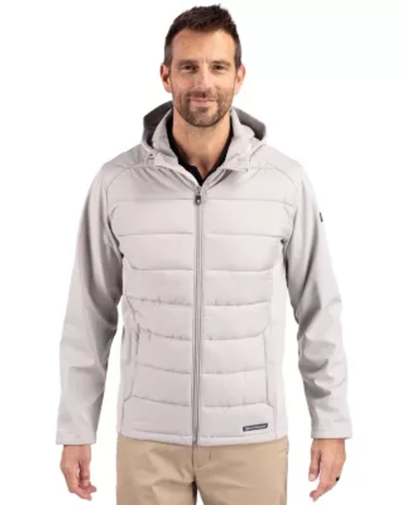 Cutter & Buck Evoke Hybrid Eco Softshell Recycled Full Zip Mens Big Tall Hooded Jacket