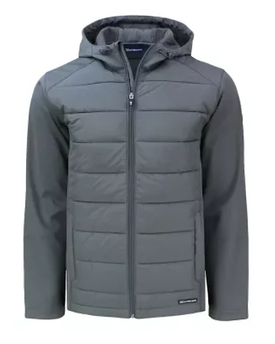 Cutter & Buck Evoke Hybrid Eco Softshell Recycled Full Zip Mens Big Tall Hooded Jacket
