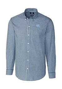 NCAA North Carolina Tar Heels Big & Tall Stretch Gingham Long Sleeve Button Down Shirt