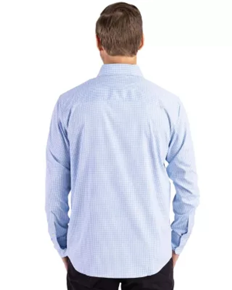 Cutter & Buck Skyline Epic Confidence Recycled Gingham Mens Big Tall Long Sleeve Dress Shirt
