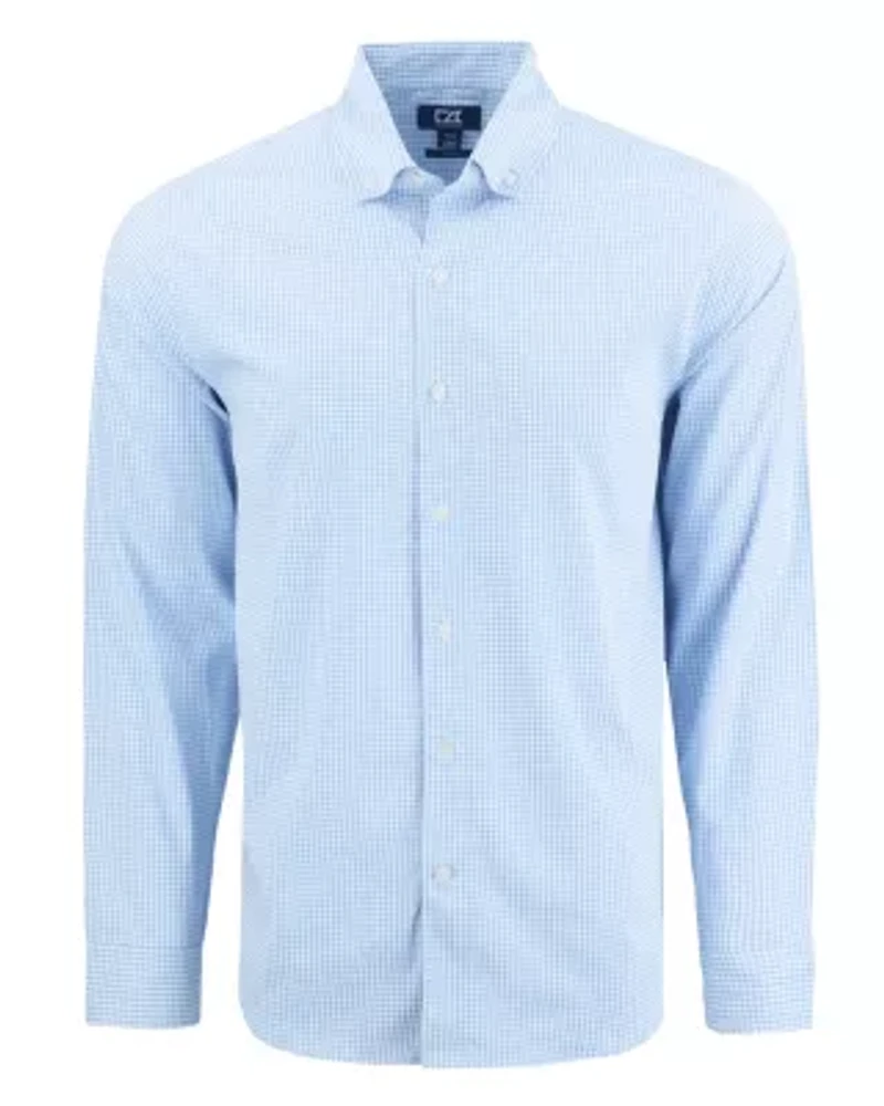 Cutter & Buck Skyline Epic Confidence Recycled Gingham Mens Big Tall Long Sleeve Dress Shirt