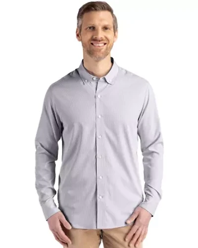 Cutter & Buck Skyline Epic Confidence Recycled Pinstripe Mens Big Tall Long Sleeve Dress Shirt
